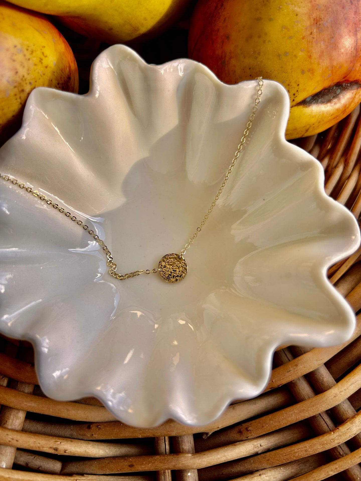Hammered Disc Station Necklace | 14kt Gold Filled or Sterling Silver